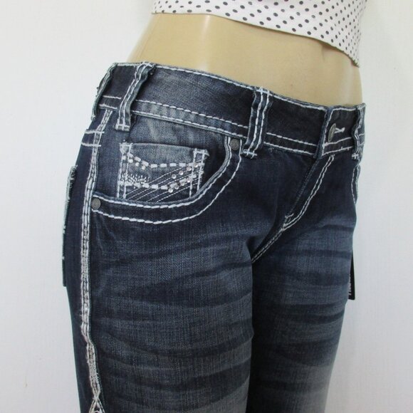 New ROCK & ROLL Cowgirl Jeans Size 30x32 Embellished Boot Cut Denim - Picture 4 of 14